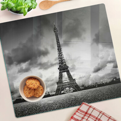 Glass chopping board Eiffel Tower in black and white