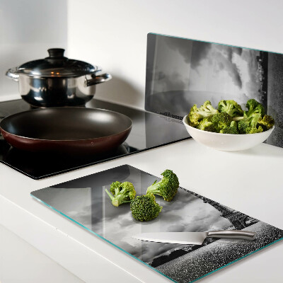 Glass chopping board Eiffel Tower in black and white