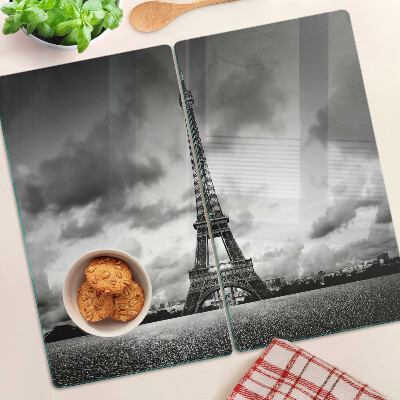 Glass chopping board Eiffel Tower in black and white