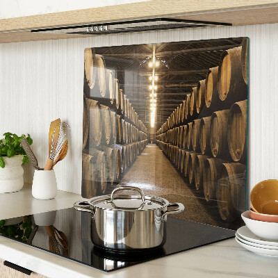 Glass chopping board Interior of a winery with barrels