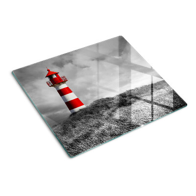 Glass chopping board Lighthouse in the landscape