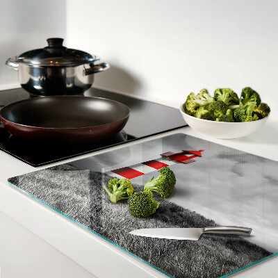 Glass chopping board Lighthouse in the landscape
