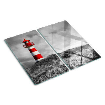 Glass chopping board Lighthouse in the landscape