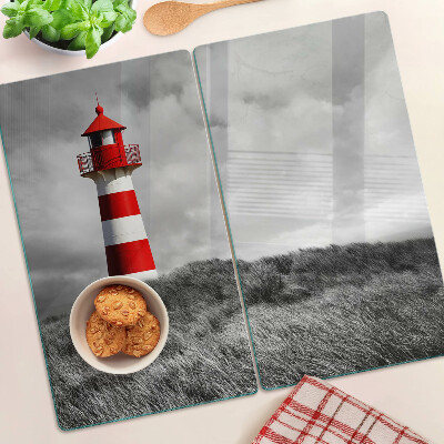 Glass chopping board Lighthouse in the landscape