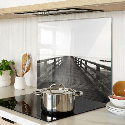 Glass kitchen board Wooden jetty over the water
