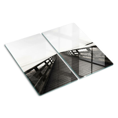 Glass kitchen board Wooden jetty over the water