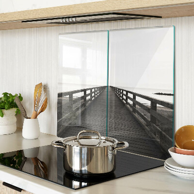 Glass kitchen board Wooden jetty over the water