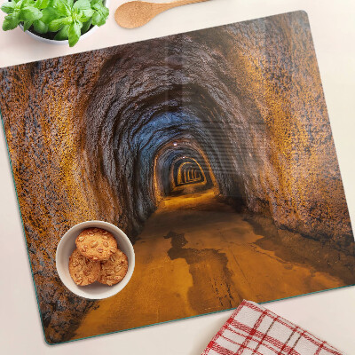 Glass chopping board Tunnel in the cave with lighting