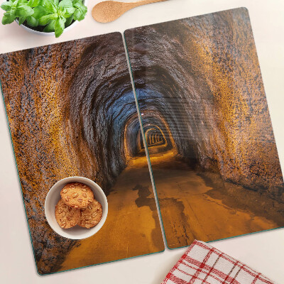 Glass chopping board Tunnel in the cave with lighting