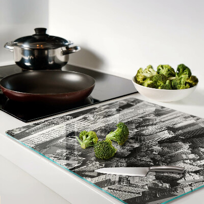 Glass chopping board A bird's eye view of the city