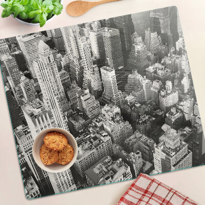 Glass chopping board A bird's eye view of the city