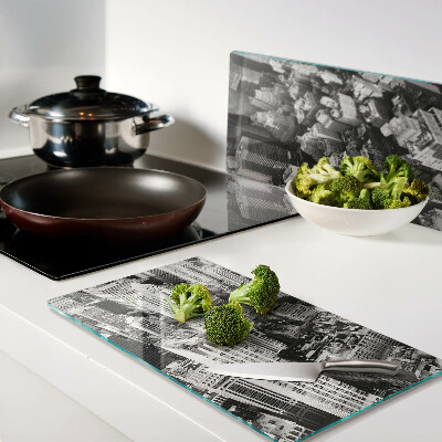 Glass chopping board A bird's eye view of the city
