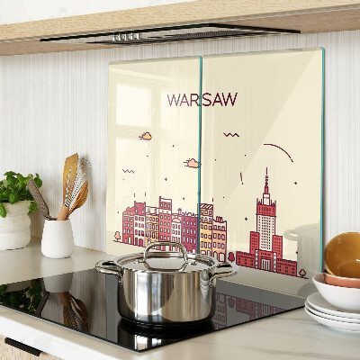 Glass kitchen board Warsaw tenement houses and the Palace of Culture