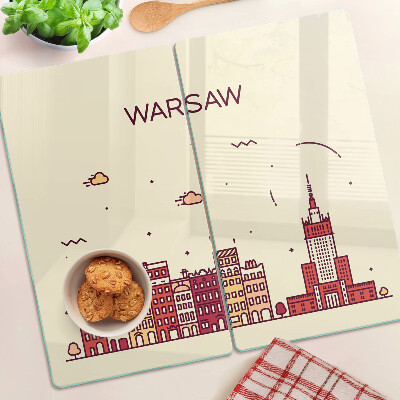 Glass kitchen board Warsaw tenement houses and the Palace of Culture