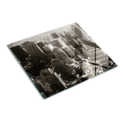 Glass kitchen board Panorama of the city in shades of black and white