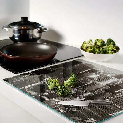 Glass kitchen board Panorama of the city in shades of black and white