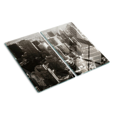 Glass kitchen board Panorama of the city in shades of black and white