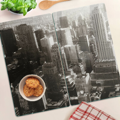 Glass kitchen board Panorama of the city in shades of black and white