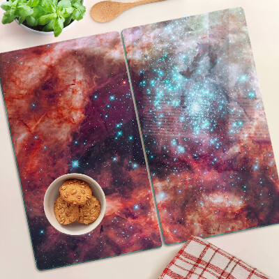 Glass chopping board Space landscape with stars