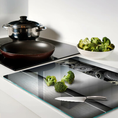 Glass chopping board Mechanical Gears and Metallic Surfaces