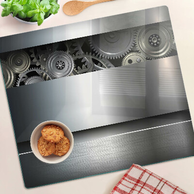 Glass chopping board Mechanical Gears and Metallic Surfaces