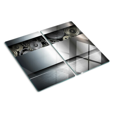 Glass chopping board Mechanical Gears and Metallic Surfaces