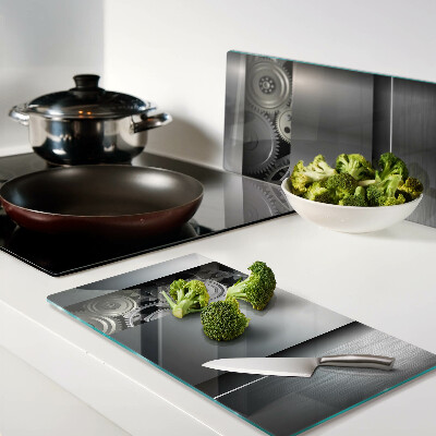 Glass chopping board Mechanical Gears and Metallic Surfaces