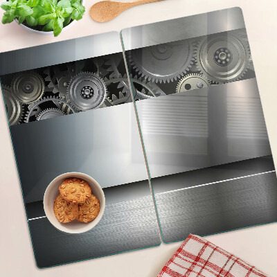 Glass chopping board Mechanical Gears and Metallic Surfaces