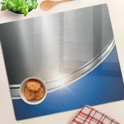 Glass chopping board Metallic effect with blue accents