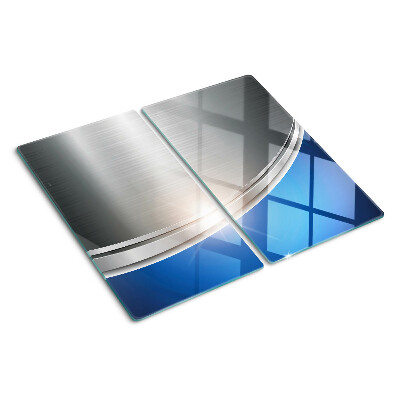 Glass chopping board Metallic effect with blue accents