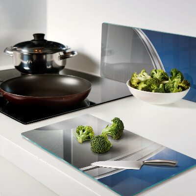 Glass chopping board Metallic effect with blue accents