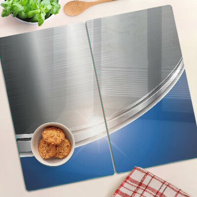 Glass chopping board Metallic effect with blue accents