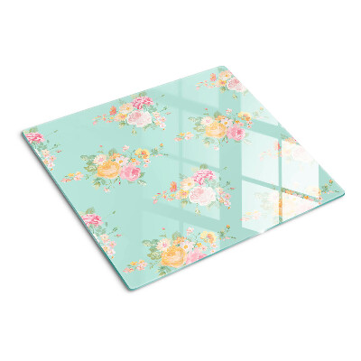 Glass chopping board Floral pattern in pastel colors