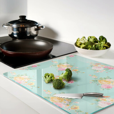 Glass chopping board Floral pattern in pastel colors