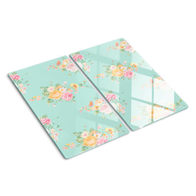 Glass chopping board Floral pattern in pastel colors
