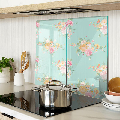 Glass chopping board Floral pattern in pastel colors
