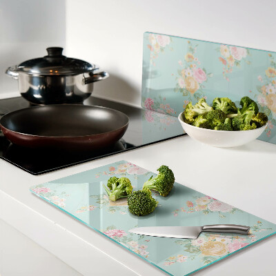 Glass chopping board Floral pattern in pastel colors