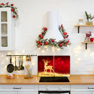 Kitchen Splashback Golden Reindeer Christmas Decoration