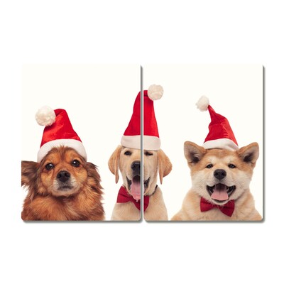 Kitchen Splashback Dogs Santa Claus Christmas