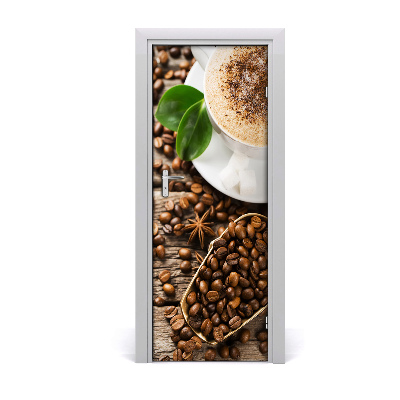 Self-adhesive door wallpaper Coffee