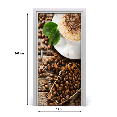 Self-adhesive door wallpaper Coffee