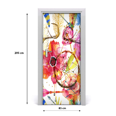Self-adhesive door sticker Flowers boho style