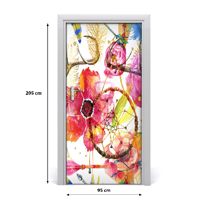 Self-adhesive door sticker Flowers boho style