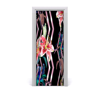 Self-adhesive door sticker Lilies background