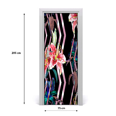 Self-adhesive door sticker Lilies background