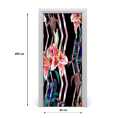 Self-adhesive door sticker Lilies background