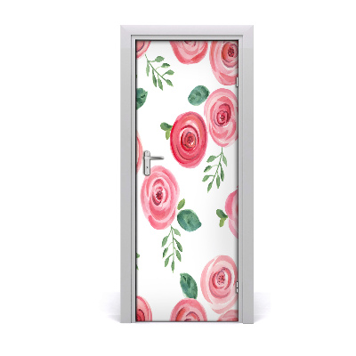 Self-adhesive door sticker Pink rose