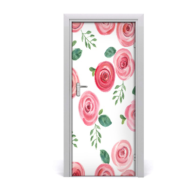 Self-adhesive door sticker Pink rose