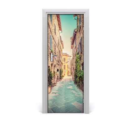 Self-adhesive door wallpaper Italian streets