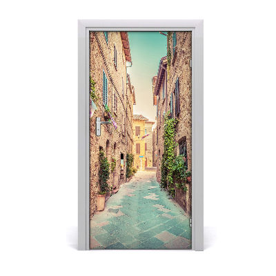 Self-adhesive door wallpaper Italian streets